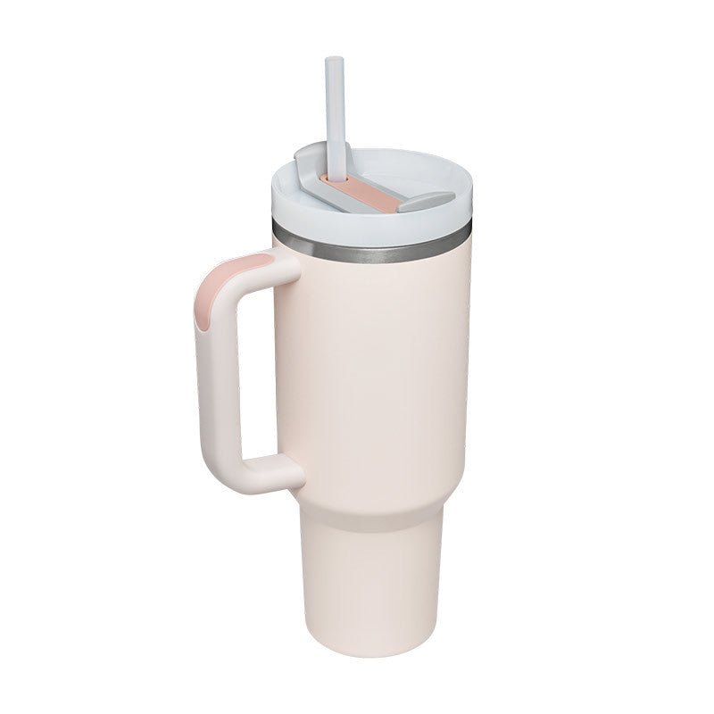 40 Oz Tumbler With Handle Straw Insulated, Stainless Steel Spill Proof Vacuum Coffee Cup Tumbler With Lid Tapered Mug Gifts For Valentine Lover Suitable For Car Gym Office Travel - Wabi Sabi