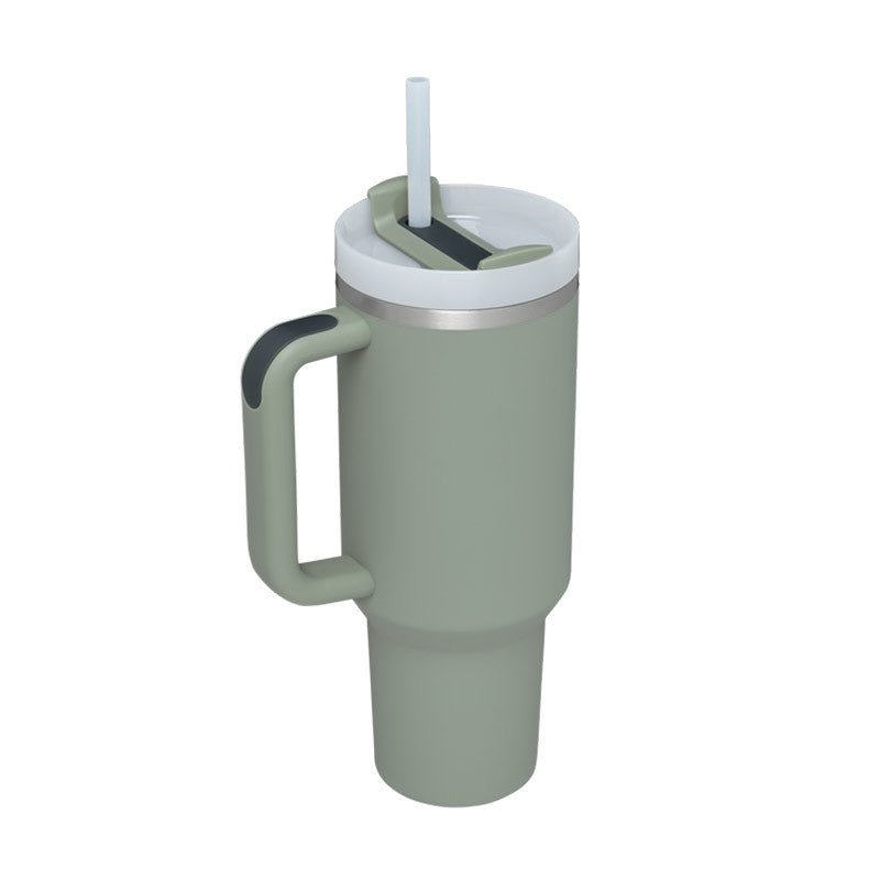 40 Oz Tumbler With Handle Straw Insulated, Stainless Steel Spill Proof Vacuum Coffee Cup Tumbler With Lid Tapered Mug Gifts For Valentine Lover Suitable For Car Gym Office Travel - Wabi Sabi