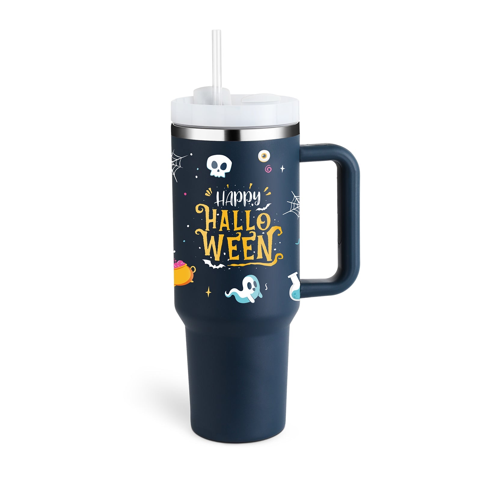 40 Oz Tumbler With Handle Straw Insulated, Stainless Steel Spill Proof Vacuum Coffee Cup Tumbler With Lid Tapered Mug Gifts For Valentine Lover Suitable For Car Gym Office Travel - Wabi Sabi