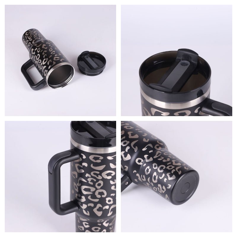 40 Oz Tumbler With Handle Straw Insulated, Stainless Steel Spill Proof Vacuum Coffee Cup Tumbler With Lid Tapered Mug Gifts For Valentine Lover Suitable For Car Gym Office Travel - Wabi Sabi