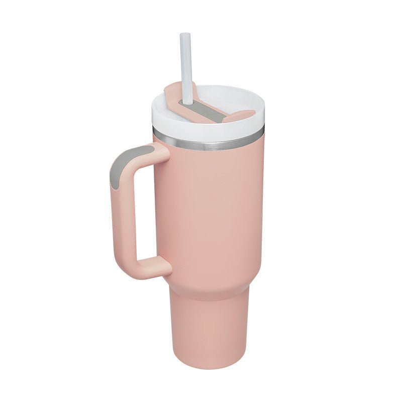 40 Oz Tumbler With Handle Straw Insulated, Stainless Steel Spill Proof Vacuum Coffee Cup Tumbler With Lid Tapered Mug Gifts For Valentine Lover Suitable For Car Gym Office Travel - Wabi Sabi