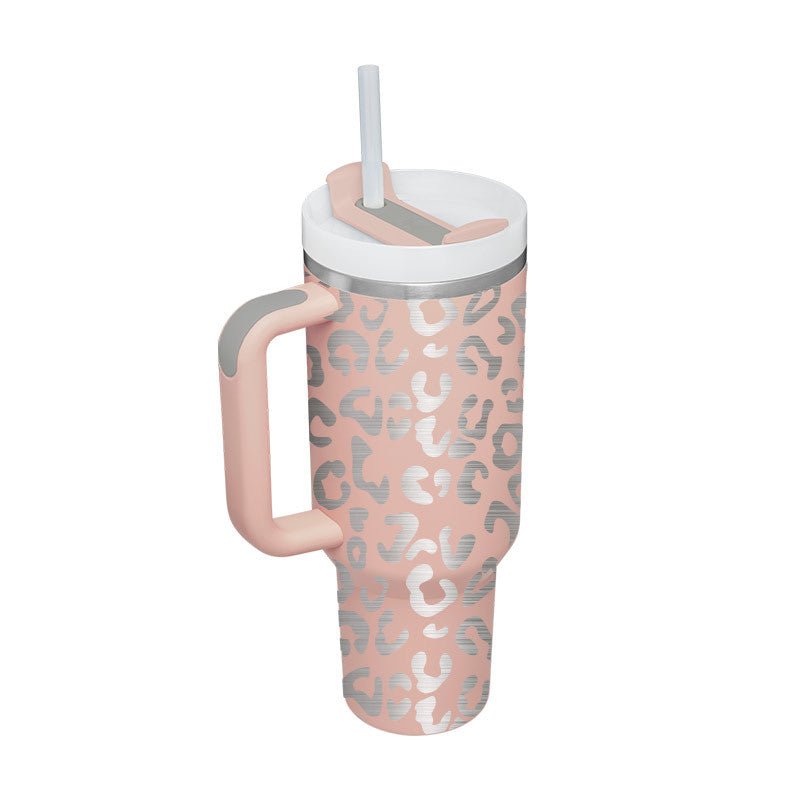 40 Oz Tumbler With Handle Straw Insulated, Stainless Steel Spill Proof Vacuum Coffee Cup Tumbler With Lid Tapered Mug Gifts For Valentine Lover Suitable For Car Gym Office Travel - Wabi Sabi