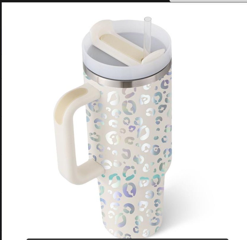 40 Oz Tumbler With Handle Straw Insulated, Stainless Steel Spill Proof Vacuum Coffee Cup Tumbler With Lid Tapered Mug Gifts For Valentine Lover Suitable For Car Gym Office Travel - Wabi Sabi