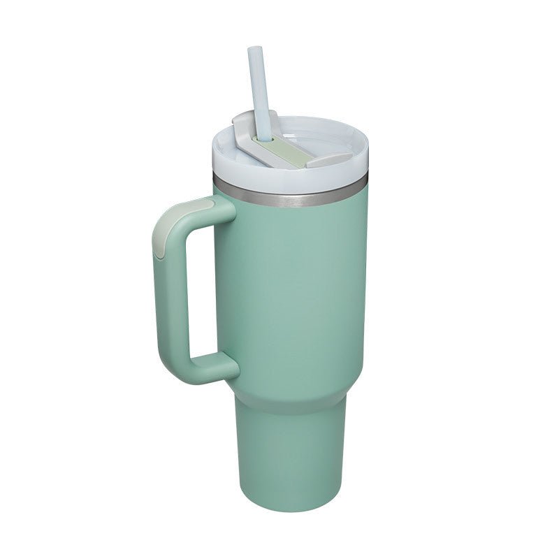 40 Oz Tumbler With Handle Straw Insulated, Stainless Steel Spill Proof Vacuum Coffee Cup Tumbler With Lid Tapered Mug Gifts For Valentine Lover Suitable For Car Gym Office Travel - Wabi Sabi