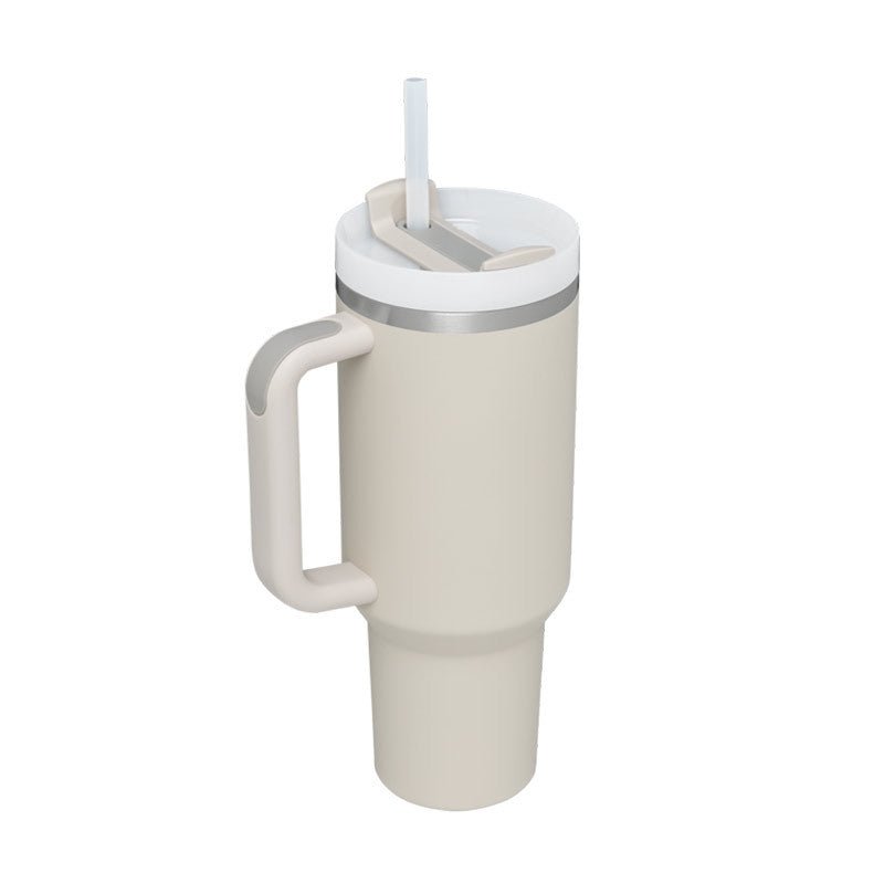 40 Oz Tumbler With Handle Straw Insulated, Stainless Steel Spill Proof Vacuum Coffee Cup Tumbler With Lid Tapered Mug Gifts For Valentine Lover Suitable For Car Gym Office Travel - Wabi Sabi