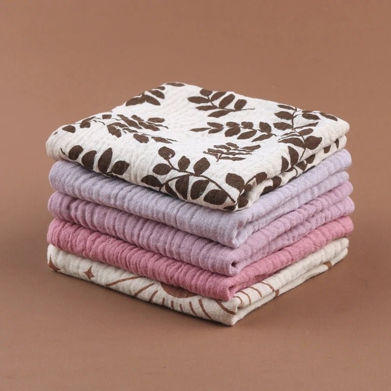 5PCS Ultra - Soft Baby Muslin Washcloths – Newborn Bath & Feeding Essentials - Wabi Sabi