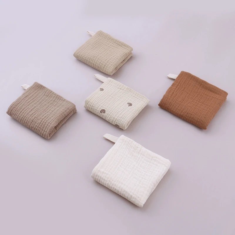 5PCS Ultra - Soft Baby Muslin Washcloths – Newborn Bath & Feeding Essentials - Wabi Sabi