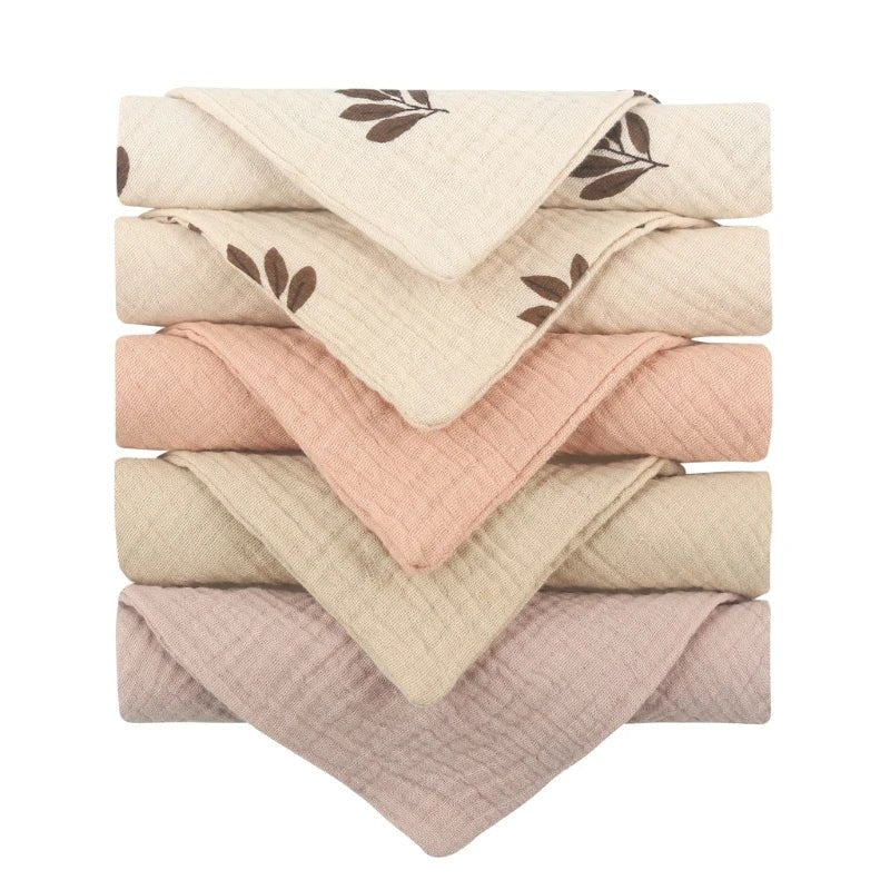 5PCS Ultra - Soft Baby Muslin Washcloths – Newborn Bath & Feeding Essentials - Wabi Sabi