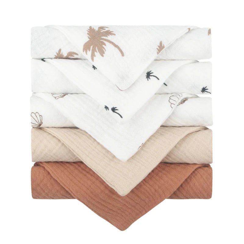 5PCS Ultra - Soft Baby Muslin Washcloths – Newborn Bath & Feeding Essentials - Wabi Sabi