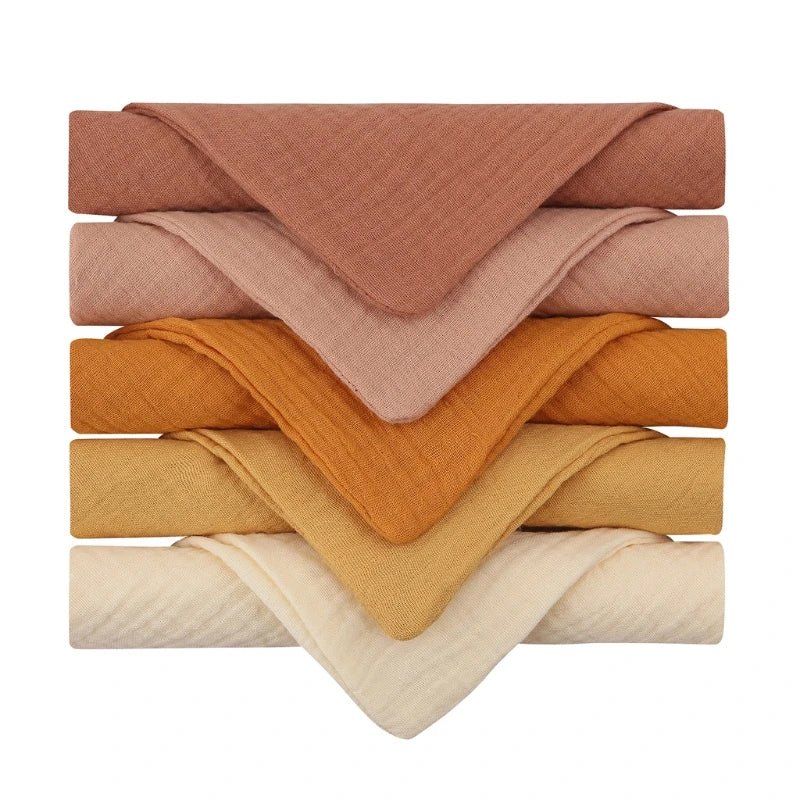 5PCS Ultra - Soft Baby Muslin Washcloths – Newborn Bath & Feeding Essentials - Wabi Sabi