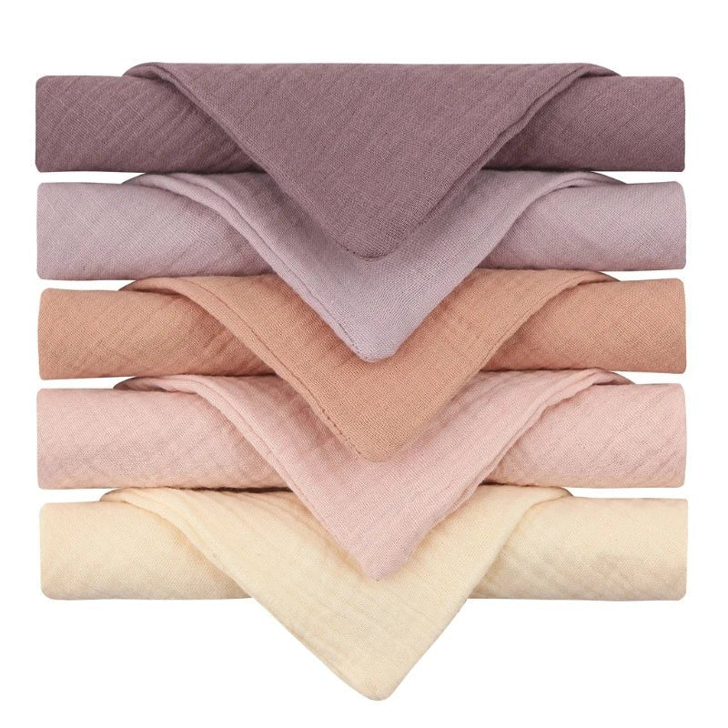 5PCS Ultra - Soft Baby Muslin Washcloths – Newborn Bath & Feeding Essentials - Wabi Sabi