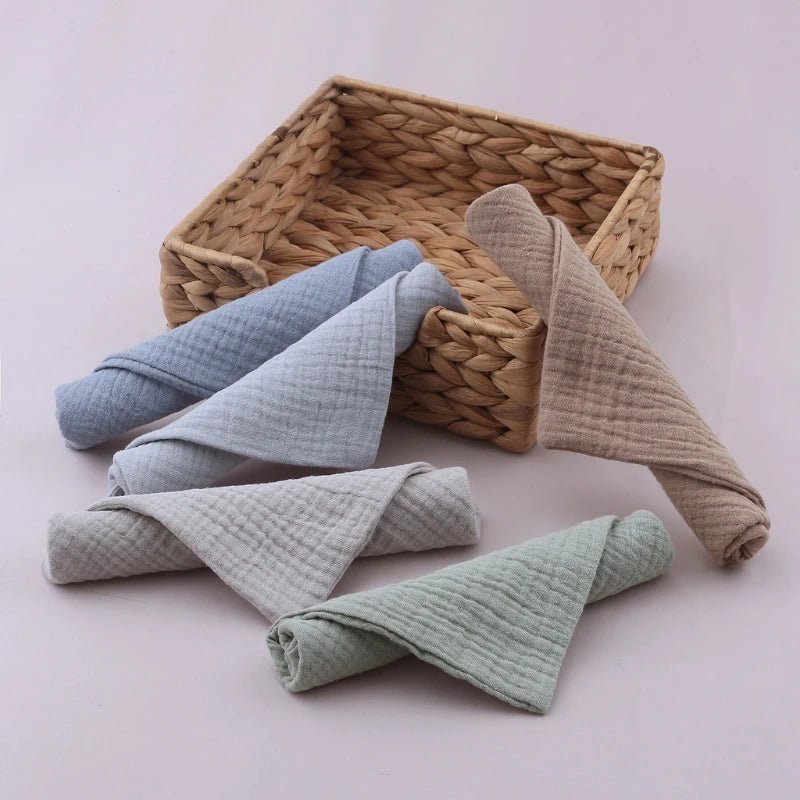 5PCS Ultra - Soft Baby Muslin Washcloths – Newborn Bath & Feeding Essentials - Wabi Sabi