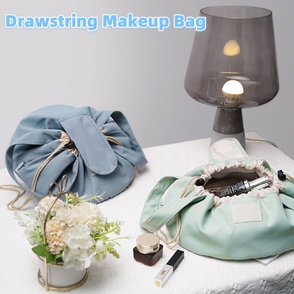 Barrel Drawstring Makeup Bag Large Capacity Women's Cosmetic Bag Toiletries Organizer Pouch Lady Travel Storage Case - Wabi Sabi