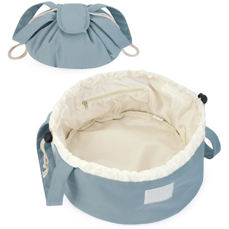 Barrel Drawstring Makeup Bag Large Capacity Women's Cosmetic Bag Toiletries Organizer Pouch Lady Travel Storage Case - Wabi Sabi