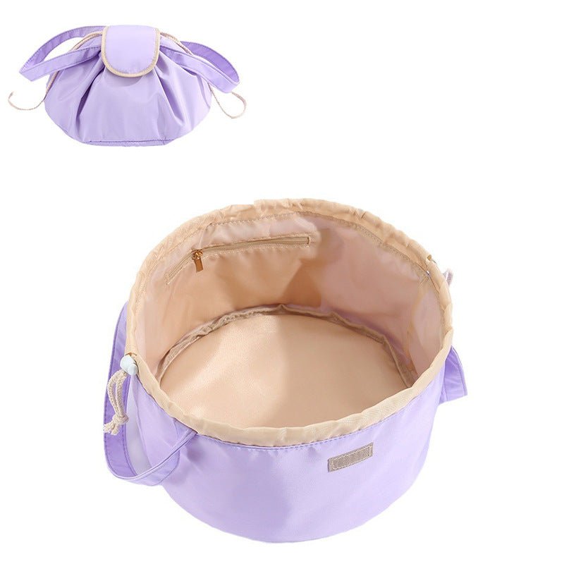 Barrel Drawstring Makeup Bag Large Capacity Women's Cosmetic Bag Toiletries Organizer Pouch Lady Travel Storage Case - Wabi Sabi