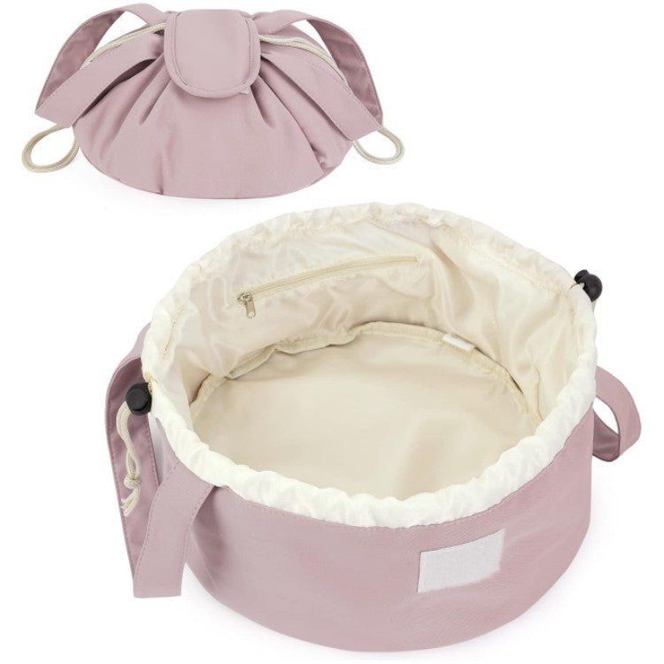 Barrel Drawstring Makeup Bag Large Capacity Women's Cosmetic Bag Toiletries Organizer Pouch Lady Travel Storage Case - Wabi Sabi
