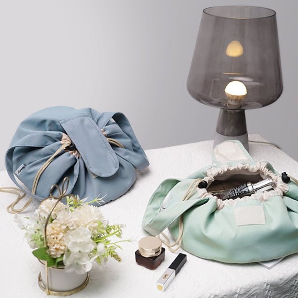 Barrel Drawstring Makeup Bag Large Capacity Women's Cosmetic Bag Toiletries Organizer Pouch Lady Travel Storage Case - Wabi Sabi