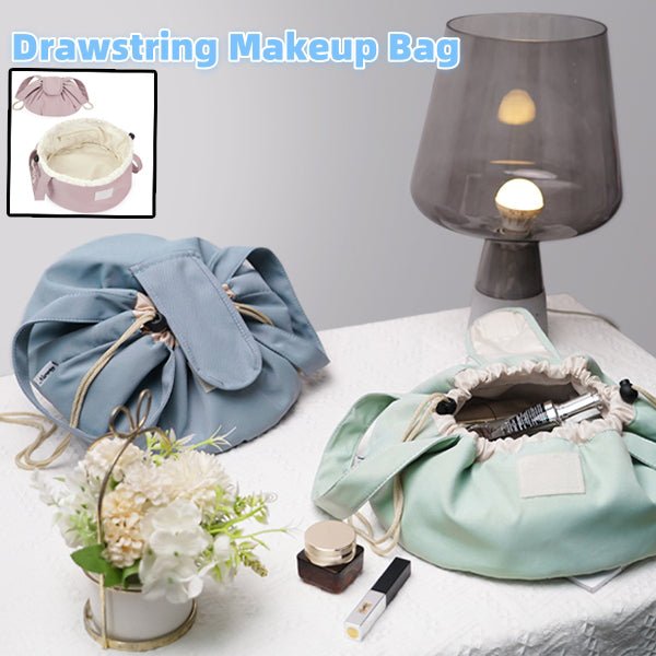 Barrel Drawstring Makeup Bag Large Capacity Women's Cosmetic Bag Toiletries Organizer Pouch Lady Travel Storage Case - Wabi Sabi