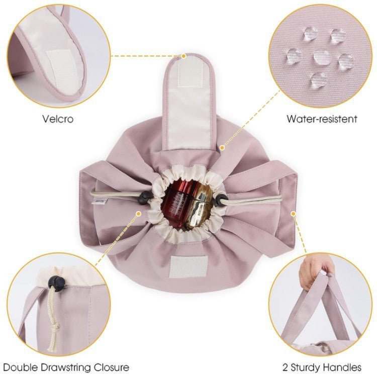 Barrel Drawstring Makeup Bag Large Capacity Women's Cosmetic Bag Toiletries Organizer Pouch Lady Travel Storage Case - Wabi Sabi