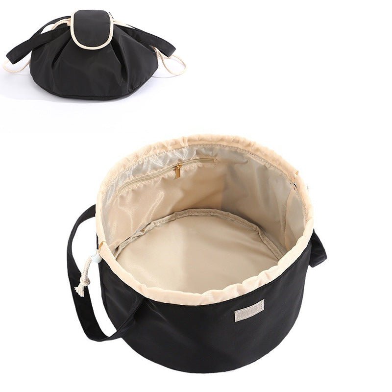 Barrel Drawstring Makeup Bag Large Capacity Women's Cosmetic Bag Toiletries Organizer Pouch Lady Travel Storage Case - Wabi Sabi