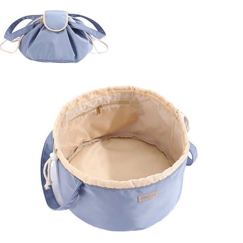 Barrel Drawstring Makeup Bag Large Capacity Women's Cosmetic Bag Toiletries Organizer Pouch Lady Travel Storage Case - Wabi Sabi