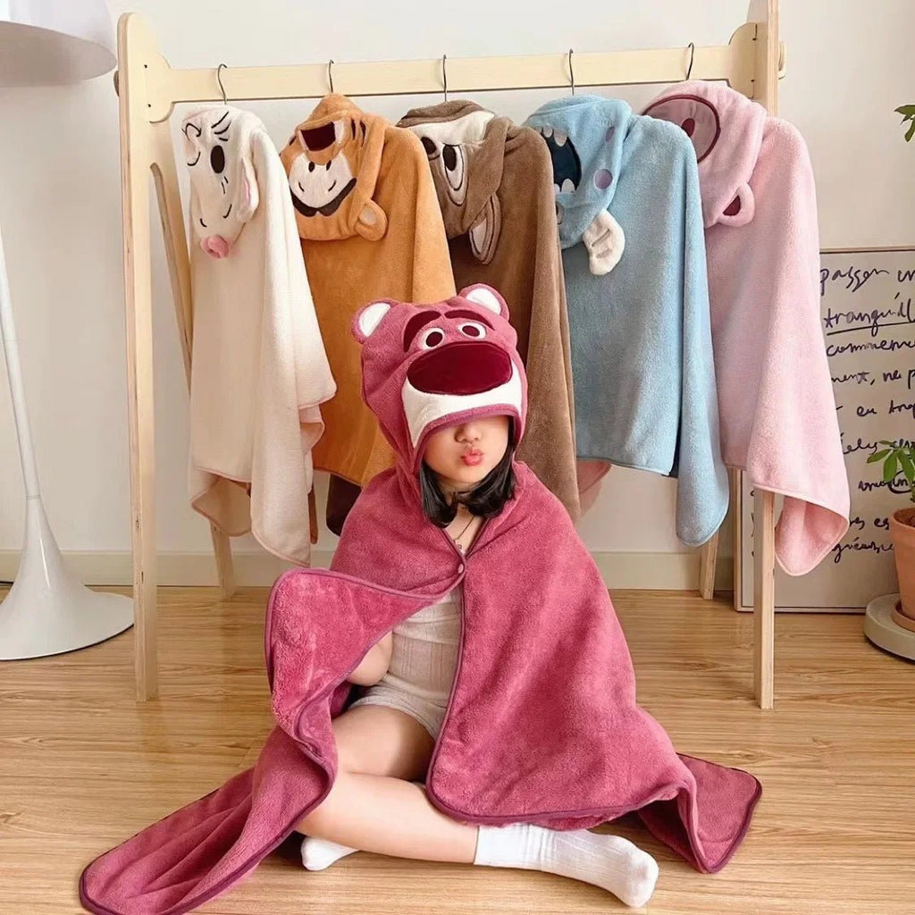 Cute Baby Hooded Bath Towel – Super Soft Absorbent Cartoon Bathrobe for Newborns & Toddlers - Wabi Sabi