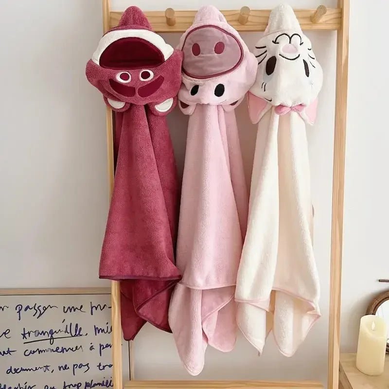 Cute Baby Hooded Bath Towel – Super Soft Absorbent Cartoon Bathrobe for Newborns & Toddlers - Wabi Sabi