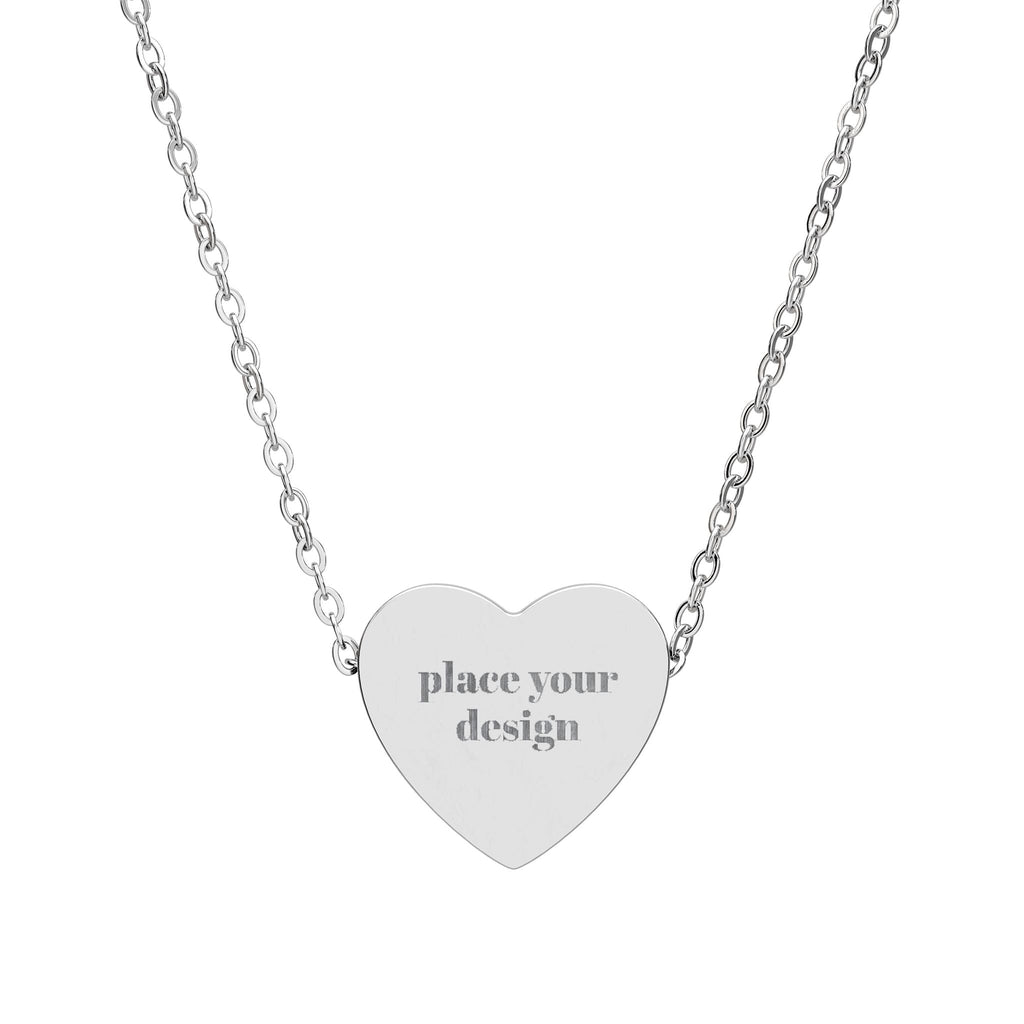 Engravable Heart Necklace — Personalized Name Pendant (Silver or Rose Gold) - Wabi Sabi