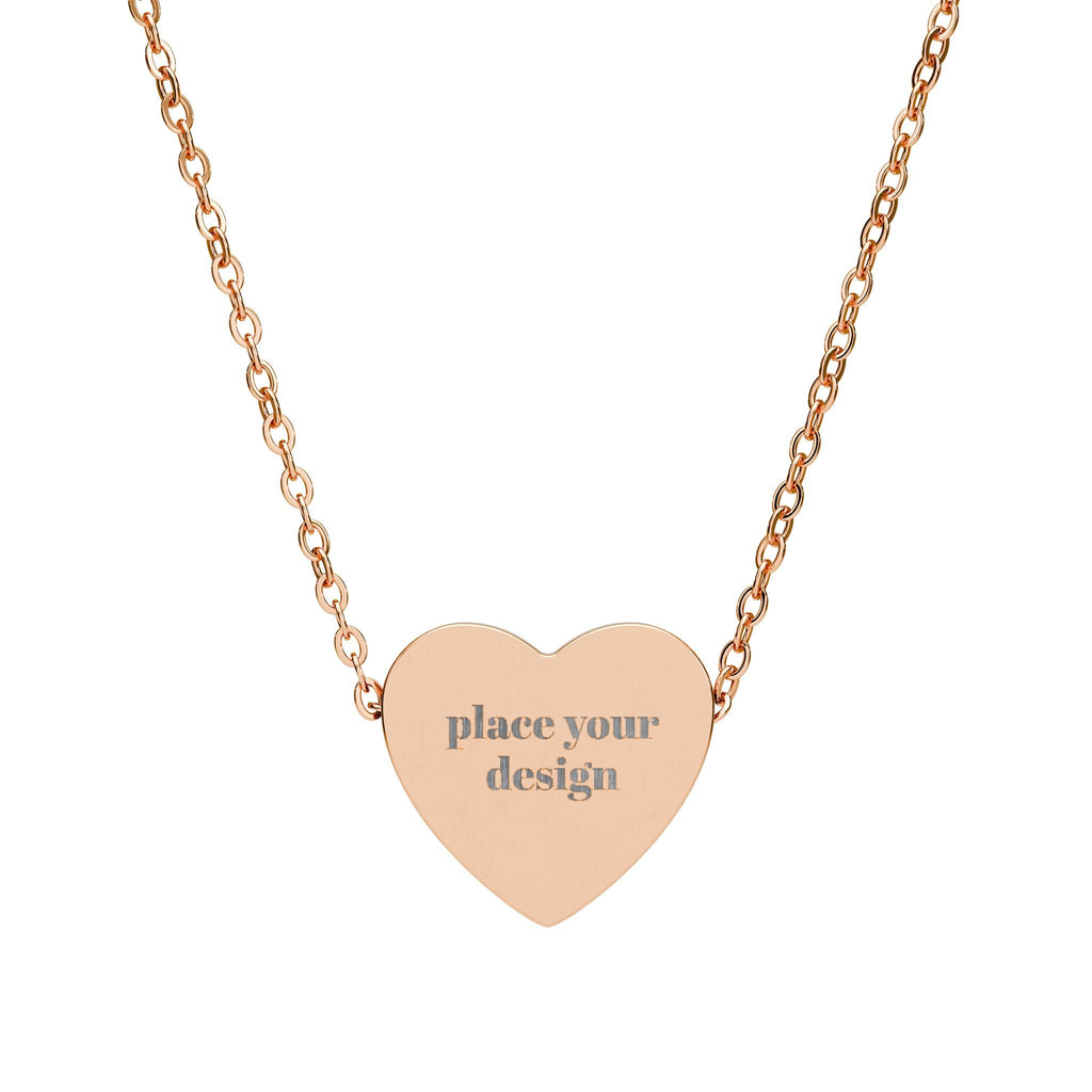 Engravable Heart Necklace — Personalized Name Pendant (Silver or Rose Gold) - Wabi Sabi