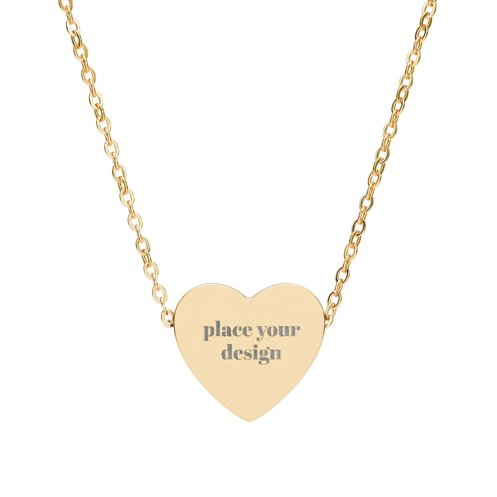 Engravable Heart Necklace — Personalized Name Pendant (Silver or Rose Gold) - Wabi Sabi