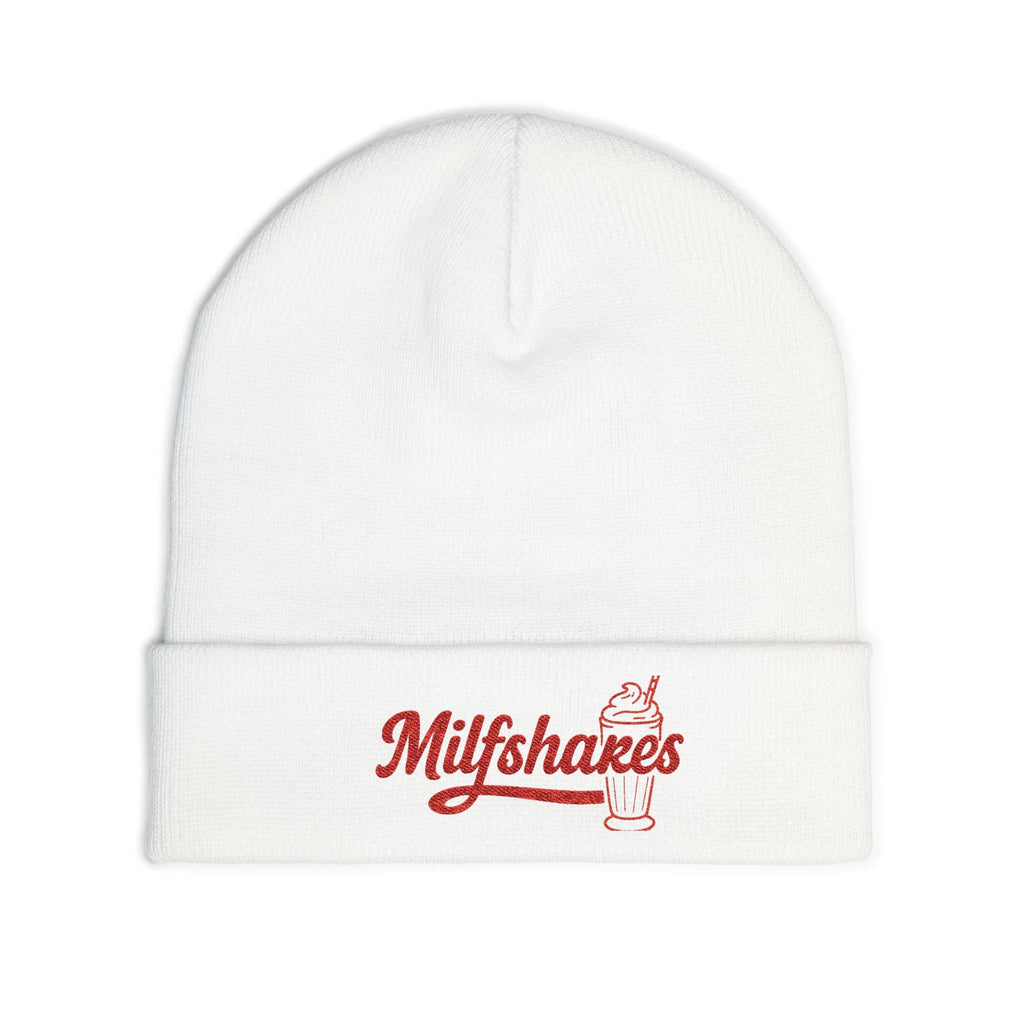 Funny "Milfshakes" Embroidered Knit Beanie — Cozy Cool Mom Winter Hat - Wabi Sabi