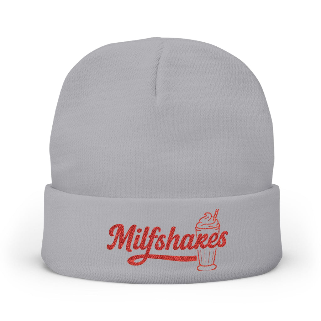 Funny "Milfshakes" Embroidered Knit Beanie — Cozy Cool Mom Winter Hat - Wabi Sabi