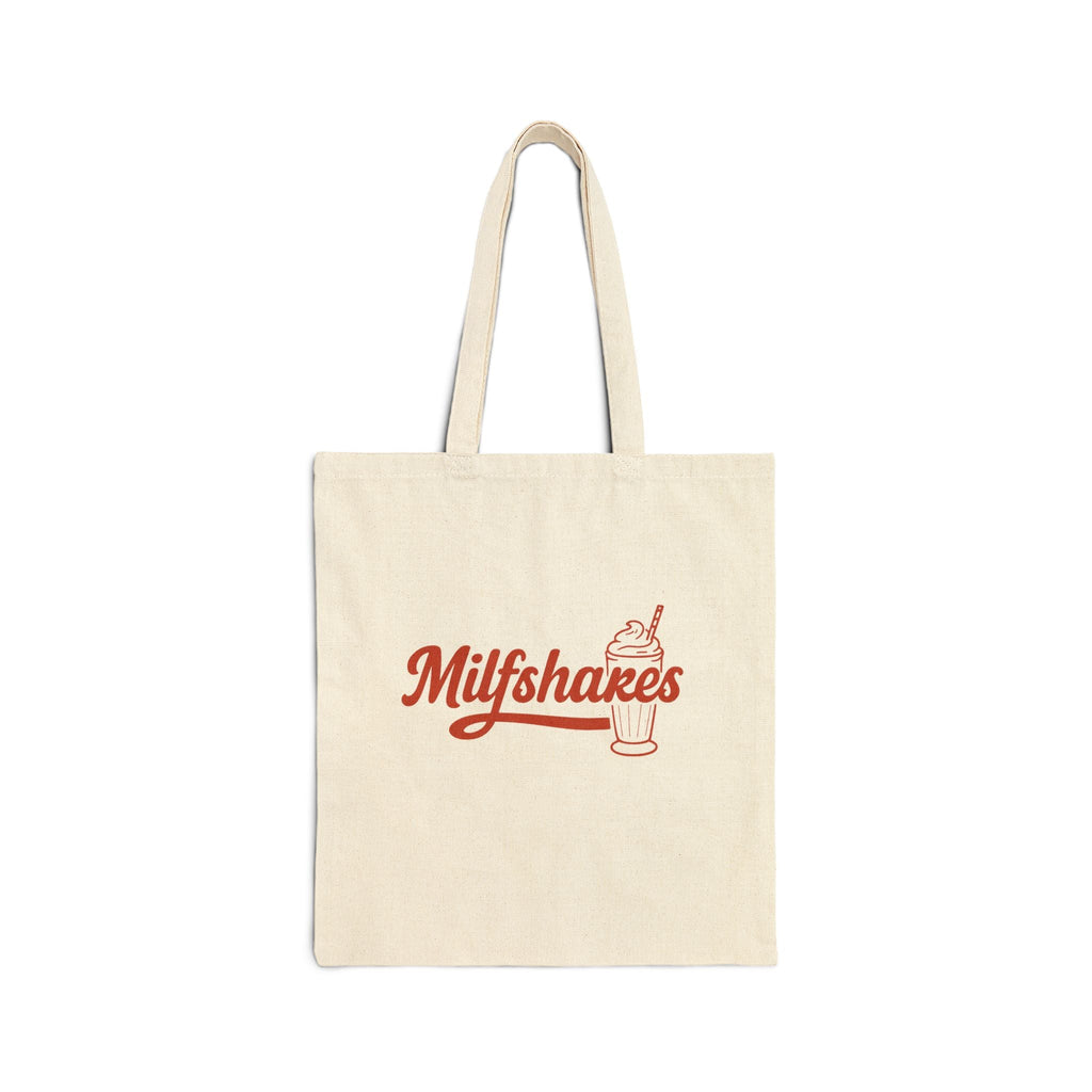 Funny MILFshakes Mom Quote Cotton Canvas Tote Bag — Reusable Relatable Mom Tote - Wabi Sabi