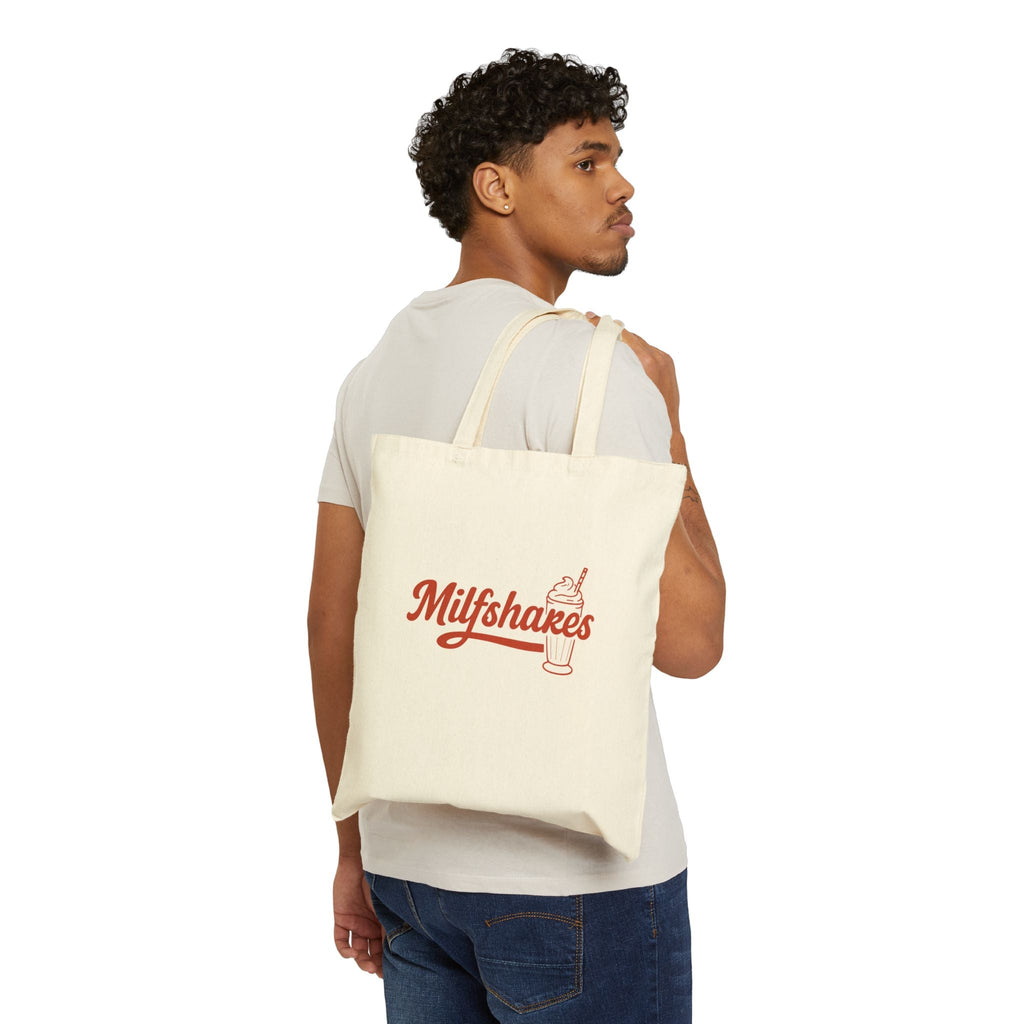 Funny MILFshakes Mom Quote Cotton Canvas Tote Bag — Reusable Relatable Mom Tote - Wabi Sabi