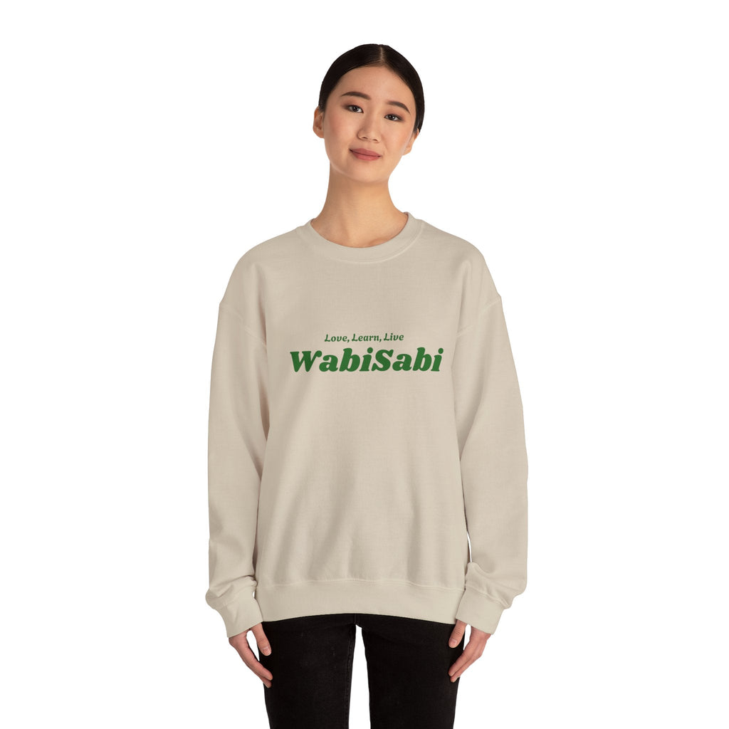 Groovy Earthtones Crewneck Sweatshirt — Minimal Wabi - Sabi Typography - Wabi Sabi