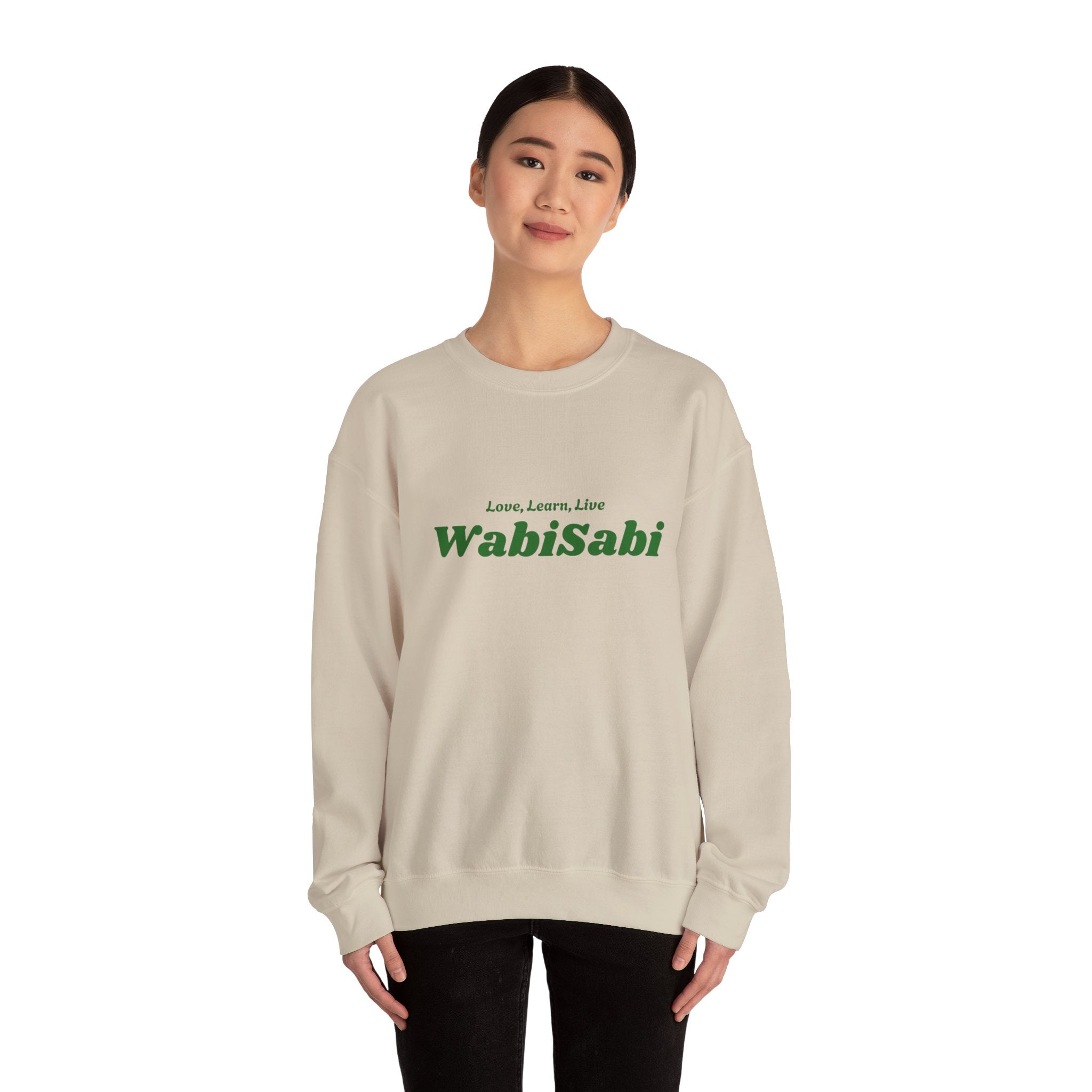 Groovy Earthtones Crewneck Sweatshirt — Minimal Wabi - Sabi Typography - Wabi Sabi