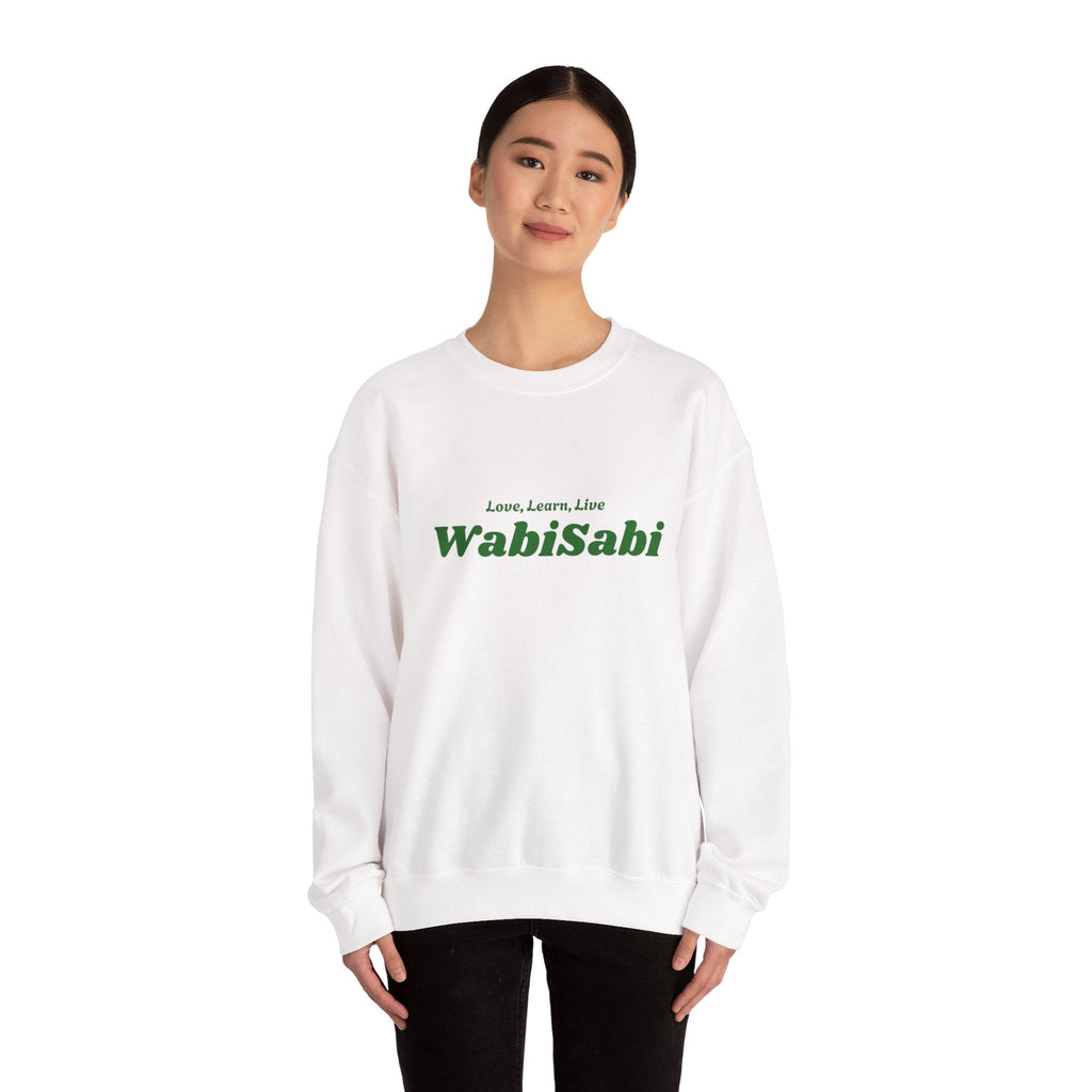 Groovy Earthtones Crewneck Sweatshirt — Minimal Wabi - Sabi Typography - Wabi Sabi