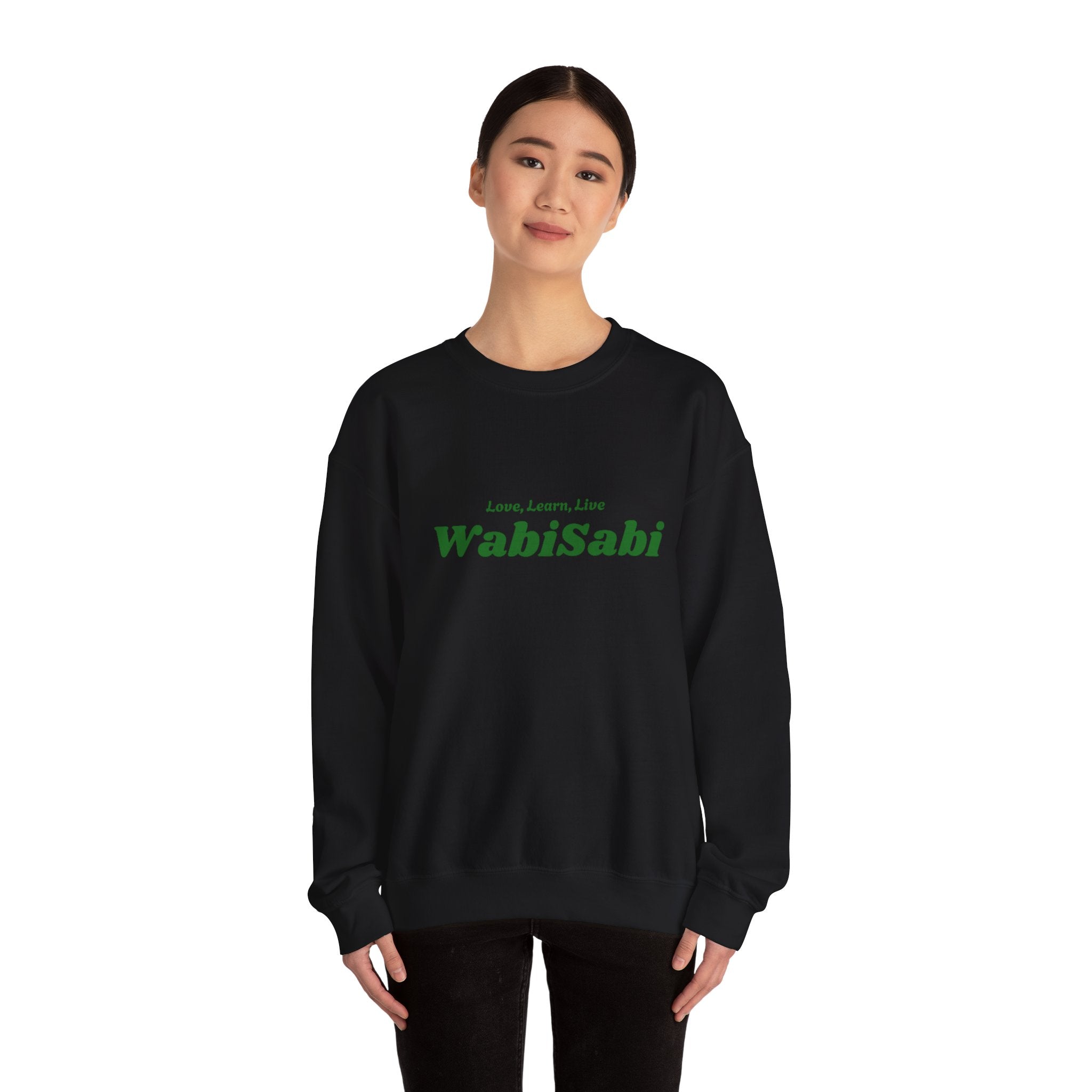 Groovy Earthtones Crewneck Sweatshirt — Minimal Wabi - Sabi Typography - Wabi Sabi