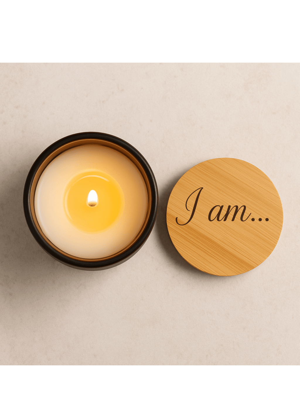 I AM Engraved Scented Soy Candle — 14oz Manifestation & Meditation Candle - Wabi Sabi