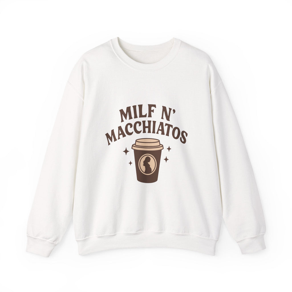 Milf n' Macchiatos Funny Mom Quote Sweatshirt — Relatable Viral Mom Crewneck - Wabi Sabi