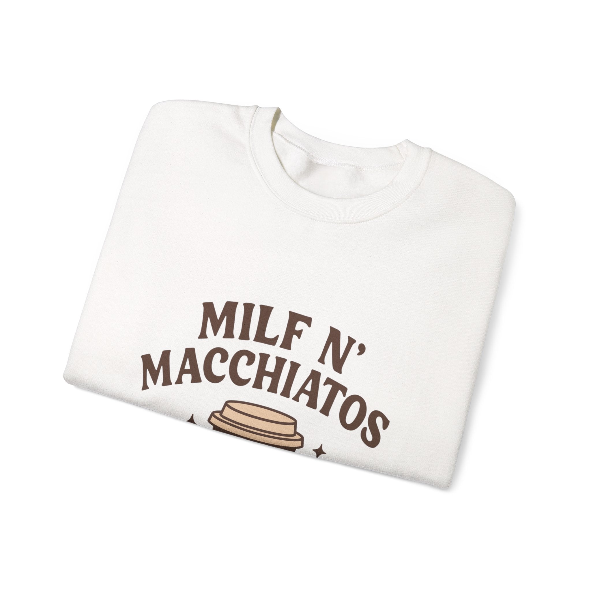 Milf n' Macchiatos Funny Mom Quote Sweatshirt — Relatable Viral Mom Crewneck - Wabi Sabi
