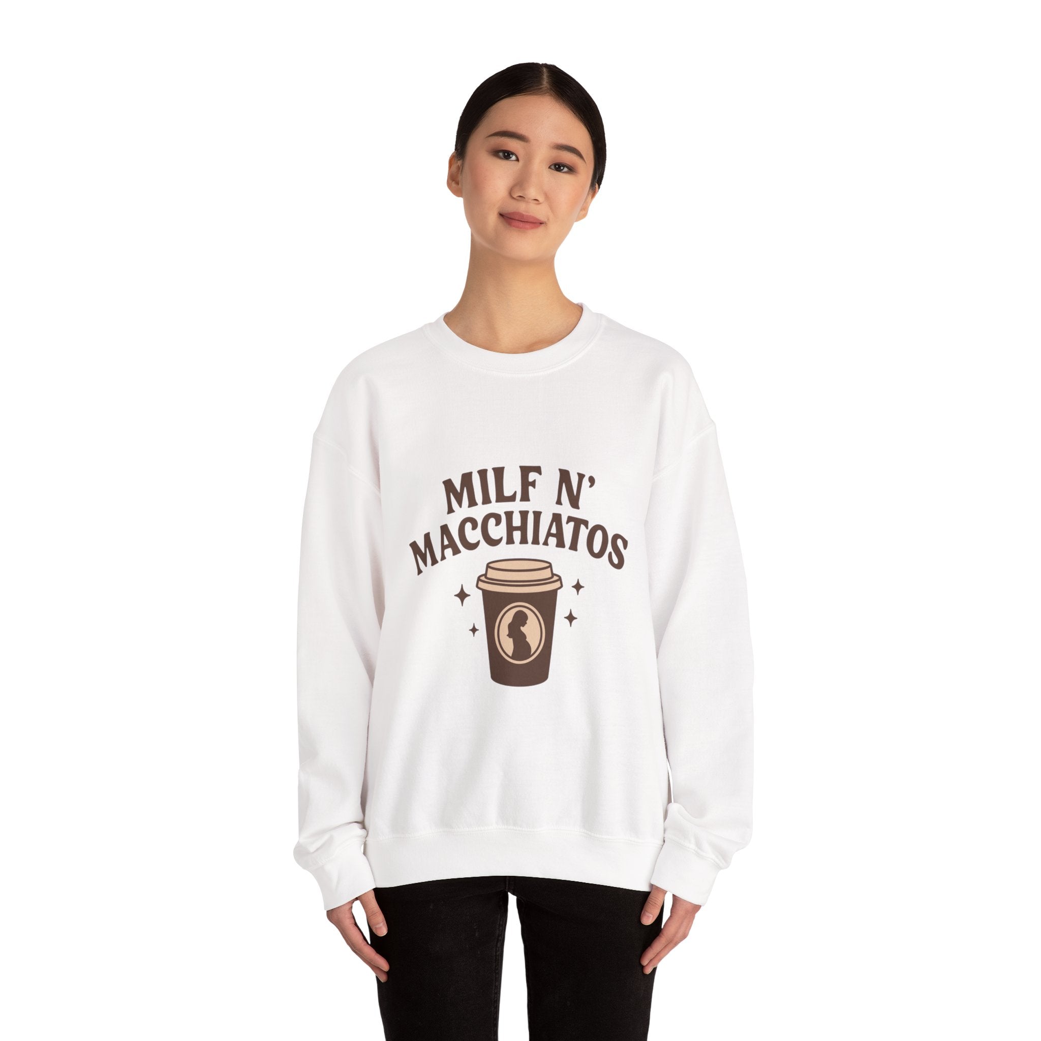 Milf n' Macchiatos Funny Mom Quote Sweatshirt — Relatable Viral Mom Crewneck - Wabi Sabi