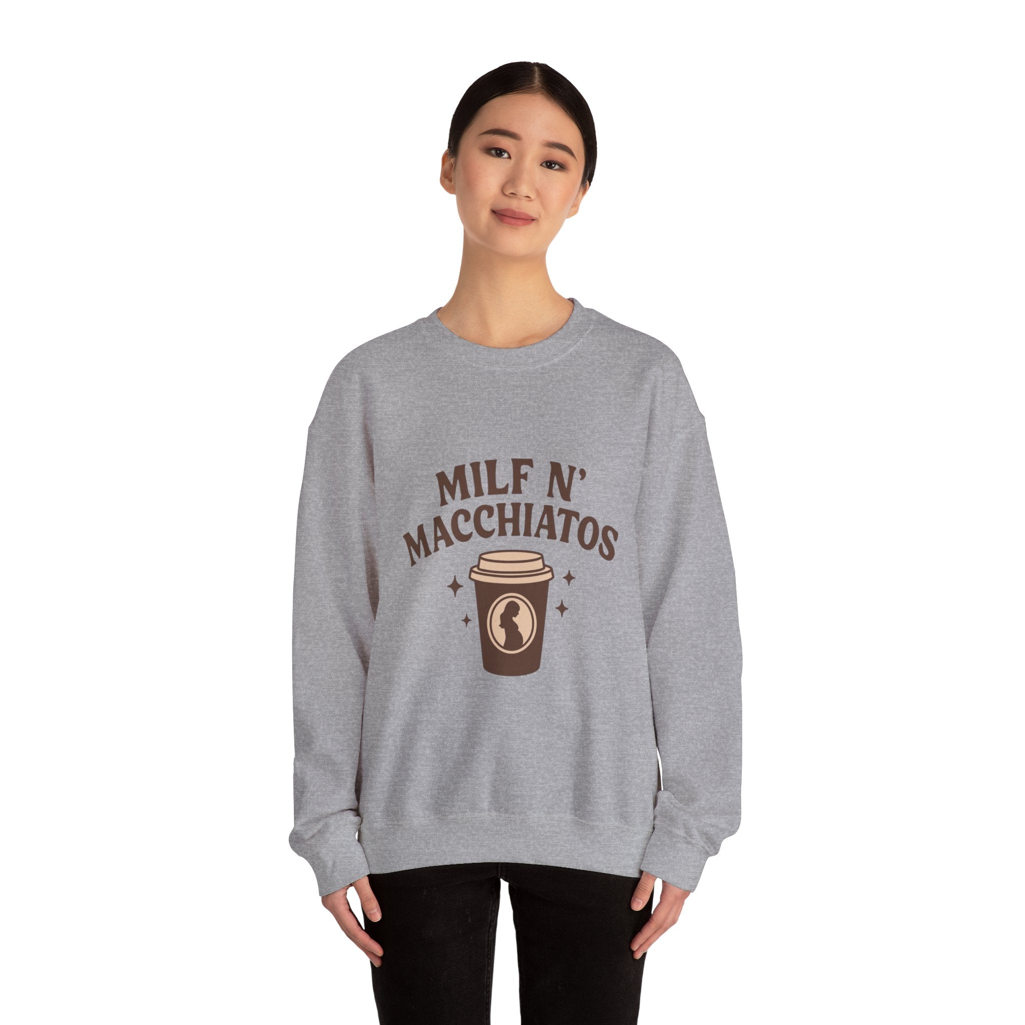 Milf n' Macchiatos Funny Mom Quote Sweatshirt — Relatable Viral Mom Crewneck - Wabi Sabi