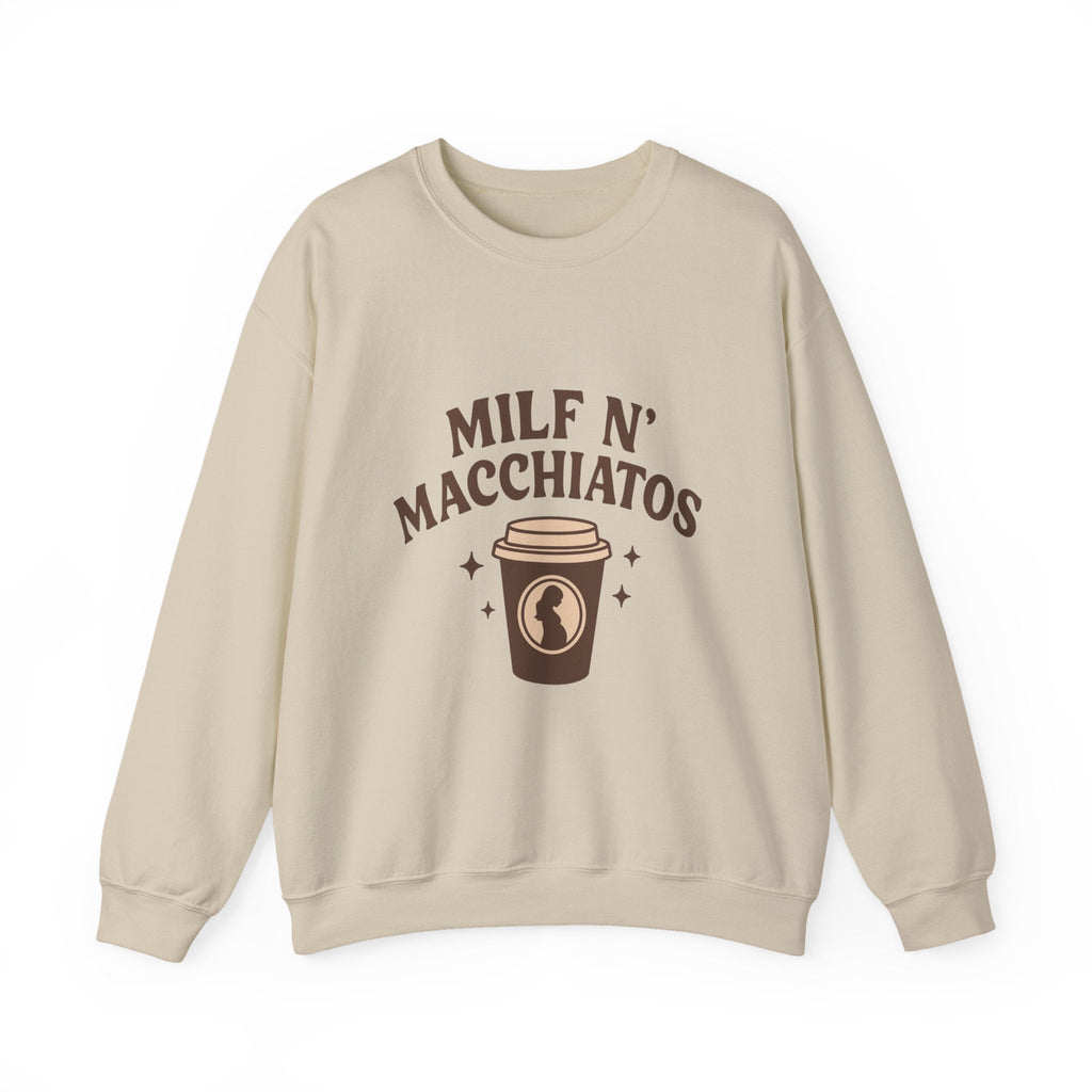 Milf n' Macchiatos Funny Mom Quote Sweatshirt — Relatable Viral Mom Crewneck - Wabi Sabi