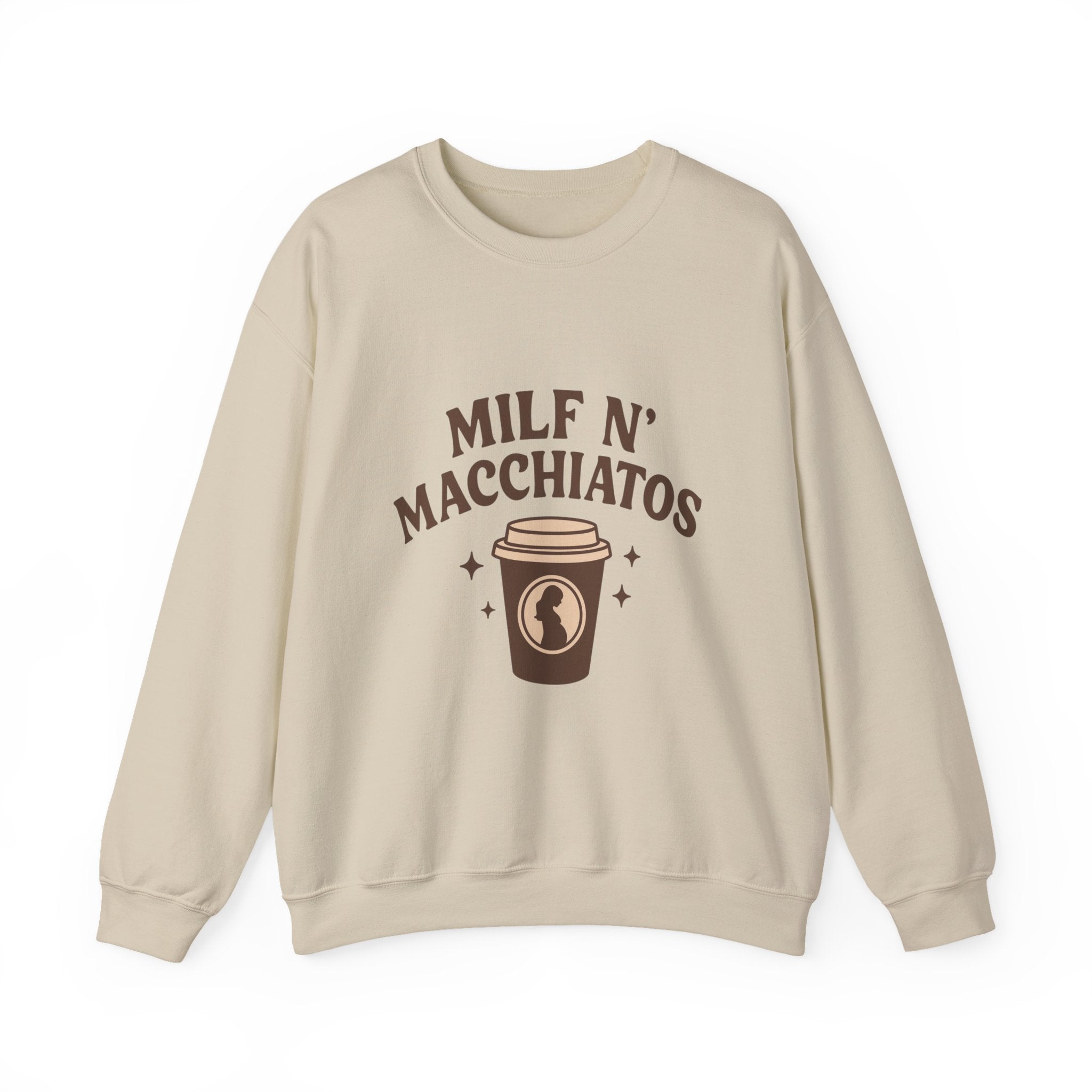Milf n' Macchiatos Funny Mom Quote Sweatshirt — Relatable Viral Mom Crewneck - Wabi Sabi