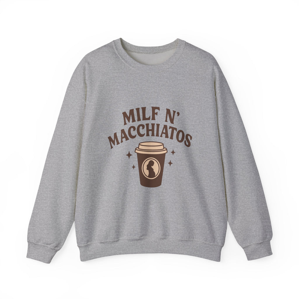 Milf n' Macchiatos Funny Mom Quote Sweatshirt — Relatable Viral Mom Crewneck - Wabi Sabi