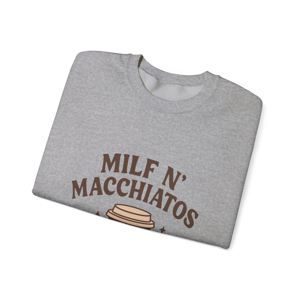 Milf n' Macchiatos Funny Mom Quote Sweatshirt — Relatable Viral Mom Crewneck - Wabi Sabi