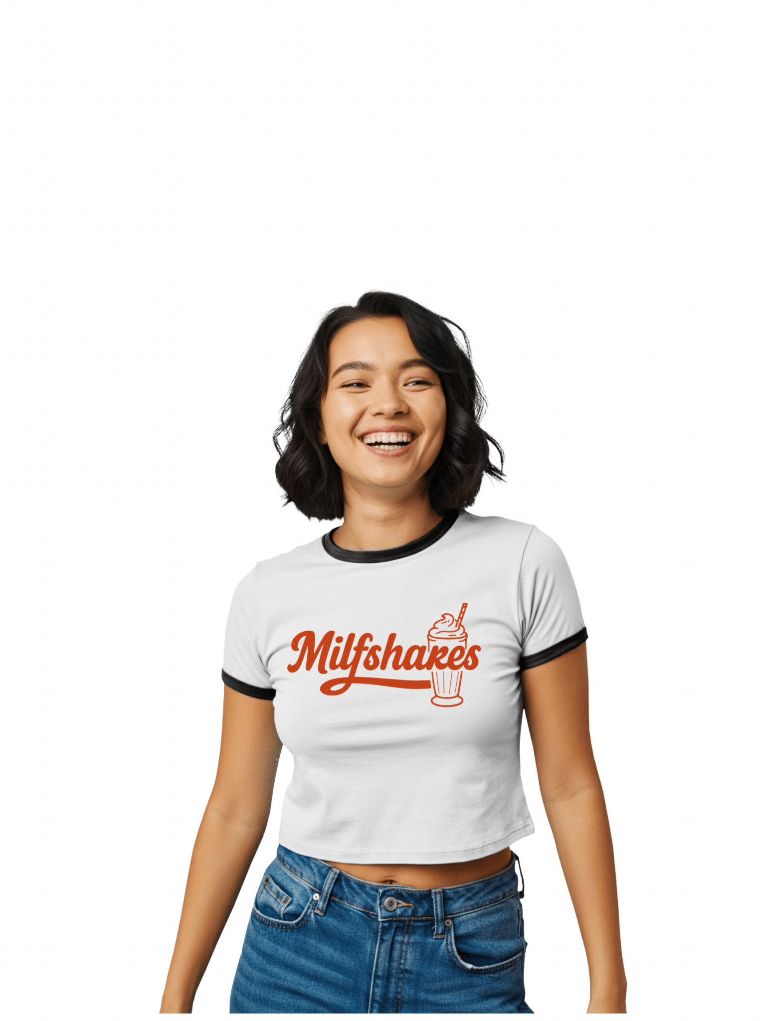 MILF Shakes Women's Ringer Tee — Funny Relatable Mom Quote, Trendy Crop Top - Wabi Sabi
