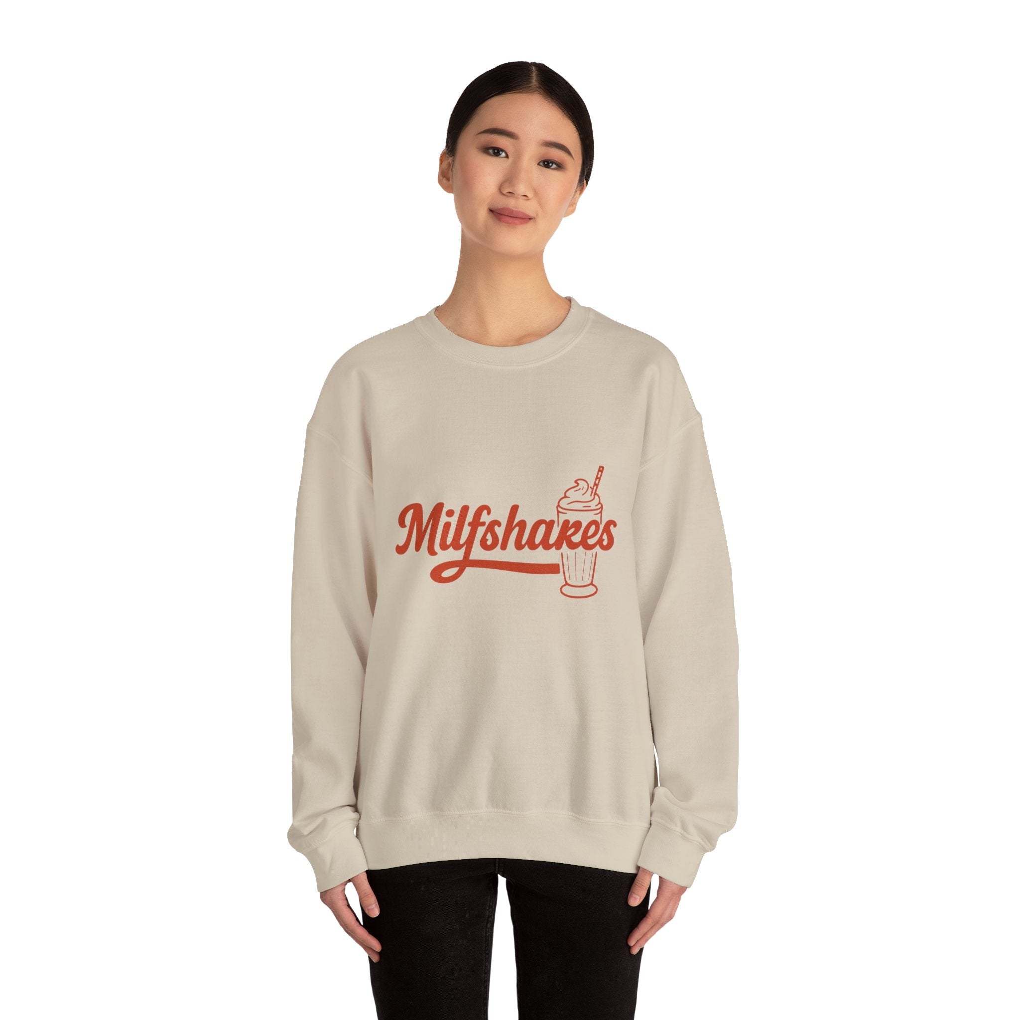 MILFshakes Funny Mom Quote Crewneck Sweatshirt — Relatable Aesthetic Mom Gift - Wabi Sabi