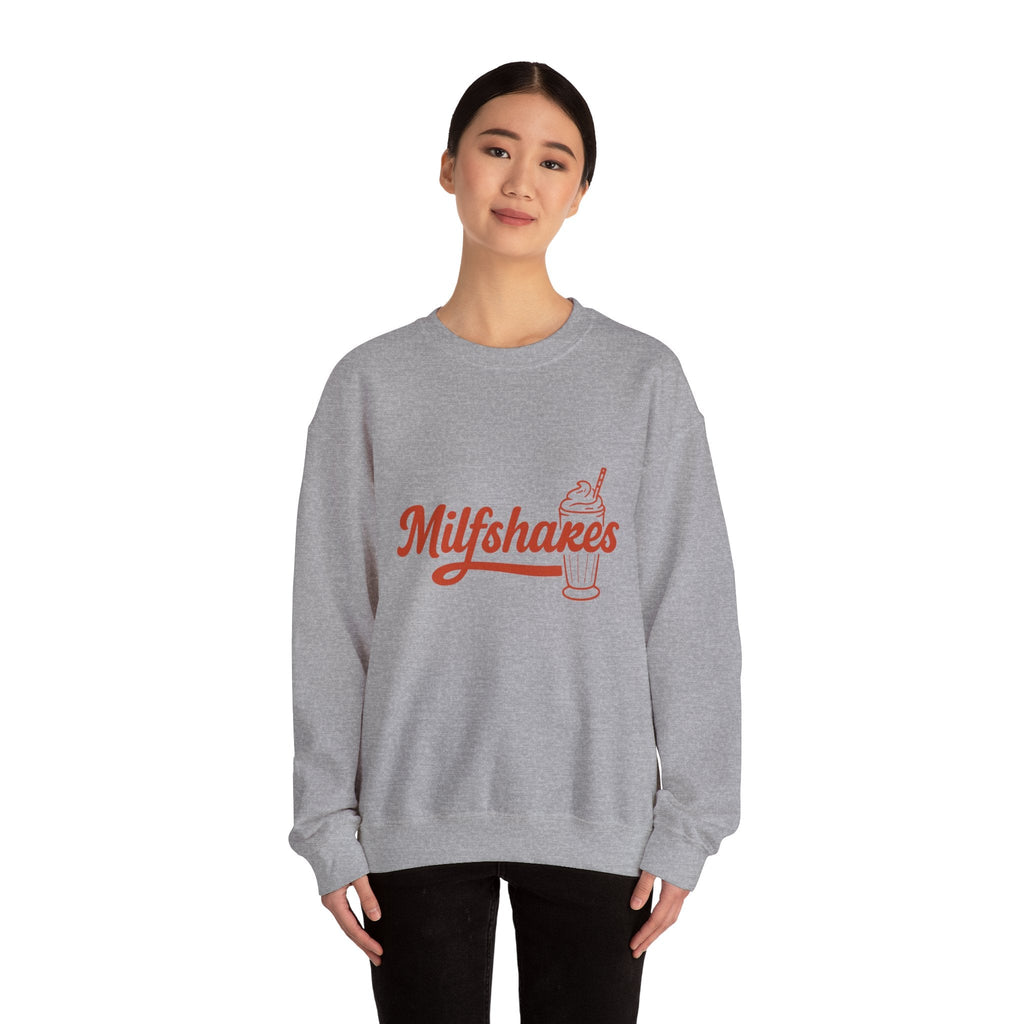 MILFshakes Funny Mom Quote Crewneck Sweatshirt — Relatable Aesthetic Mom Gift - Wabi Sabi